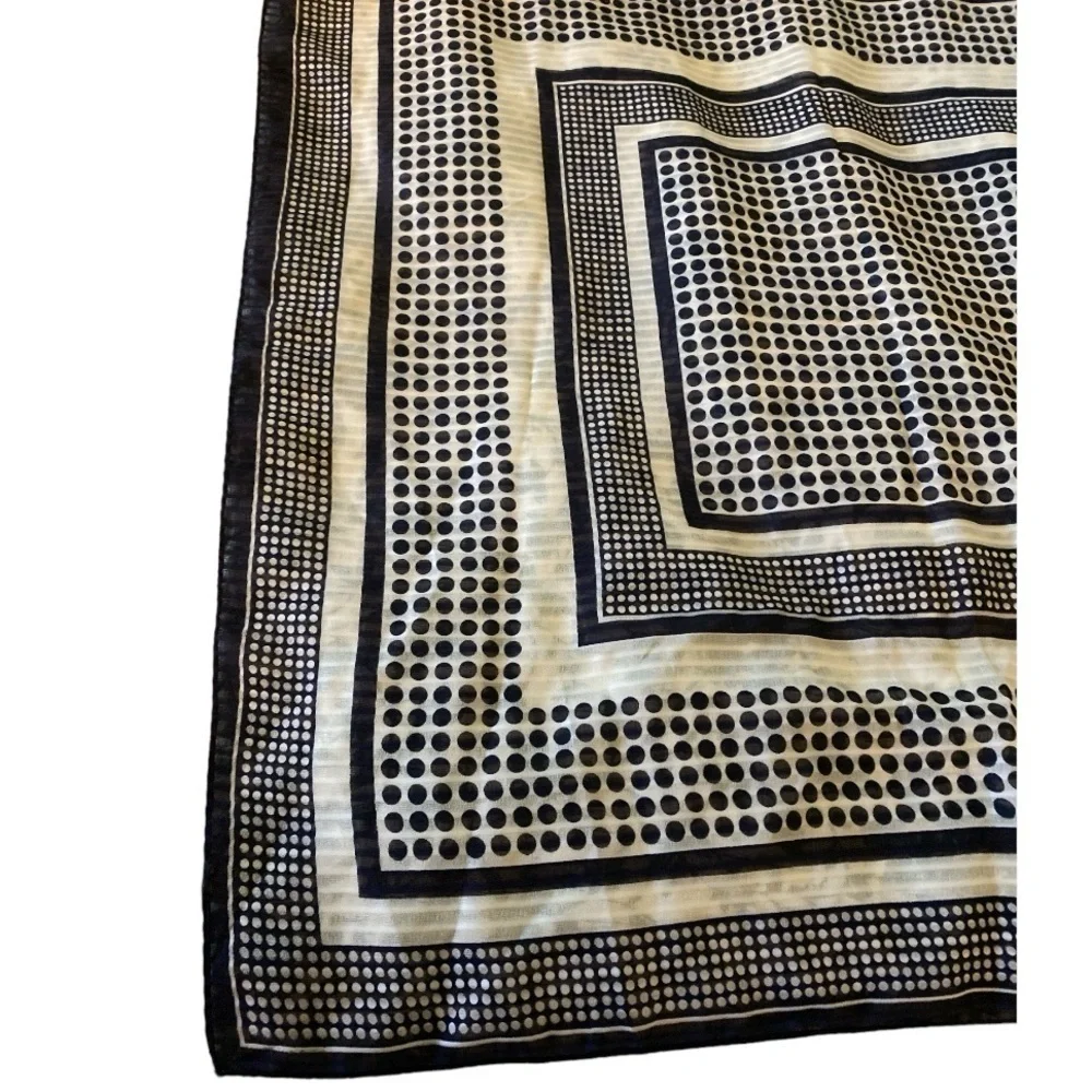 Vintage scarf, square, navy blue and white.  Headscarf or neck scarf.